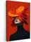 MuchoWow© Leinwandbilder Groß 80x120 cm XXL Wall Art Decoration Bilder für die Wand Schlafzimmer Deko Canvas Painting Wanddekoration Wohnzimmer Orange - Hut - Frau