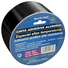 PRENDELUZ Aluminium-Klebeband für hohe Temperaturen, 10 m x 50 mm, schwarz