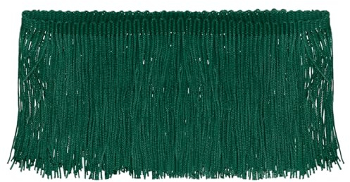 QUARKZMAN 5 Yards 10cm Chainette-Fransenbesatz Quasten Nähbesatz Polyester Fransenband für DIY Nähen Handwerk Kleidung Lampenschirm Dekoration, Dunkelgrün