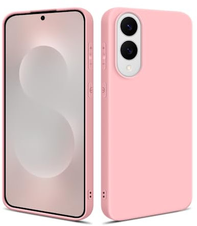 HSP Étui de protection, rose, compatible de manière ajustée avec Samsung Galaxy S25 Edge, résistant aux-rayures et aux chocs, anti-chute, en silicone TPU, protège l'appareil photo et l'écran, surface