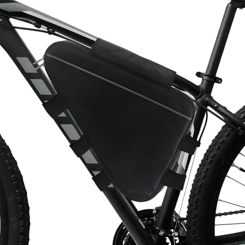 Electric Bike Triangle Battery Bag Waterproof Storage Pack For 36V 48V 60V 72V E-Bike Battery Bag Triangle Waterproof Dust-Proof Bag For Electric Bike Batteries Bike Frame Storage Bag Black(S)
