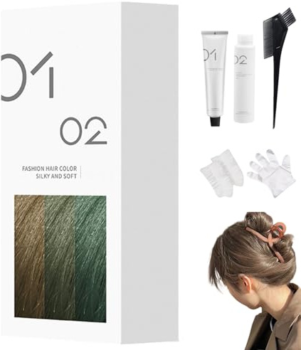 Milde Haarfärbecreme Zum Selbermachen, 200 Ml, Permanente Haarfarbe, Natürlicher Glanz, Milde Formel, Für Alle Haartypen, Einfache Anwendung Zu Hause (A61 – Graubraun,1)