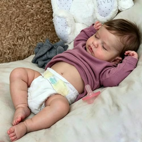 Zero pam Reborn Baby Mädchen-48CM Reborn Baby Vollsilikon Lebensecht, Reborn Puppen Lebensecht, Lebensechte Babypuppen Wie Echt, Echte Puppe Mit Haaren (Klassisch)