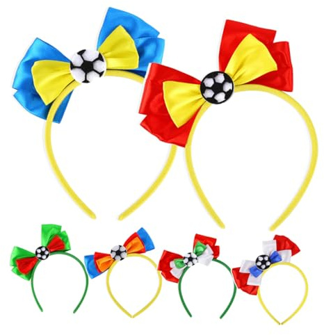 GALPADA 6 Stück Teiliges Fußball fan stirnband mit Schleifen design Nationale Flaggenfarben Vielseitiges Kopfschmuck Fußballspiele Europameisterschaft und Liga unterstützung