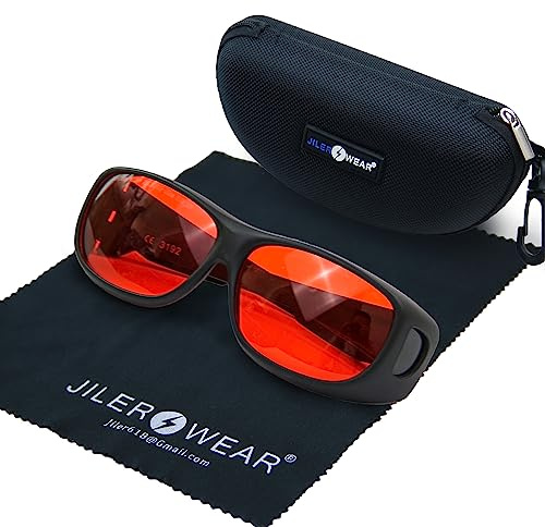 JILERWEAR OD6+ Sicherheitsschutz 180nm-540nm professionelle Laserschutzbrille für 405nm,445nm,532nm Laser und lila/blau/grün Laserschutzbrille 450nm (speziell für 532nm Laser).