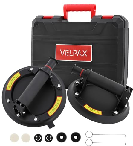 2 Pack 8 In Glass Suckers Lifters,200KG Lift Capacity,Vacuum Glass Suction Lifter with Carrying, for Tiles, Granite, Metal & Windows