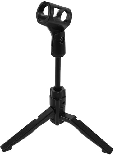 Hr-102 Adjustable Microphone Tripod Stand for Desktop Recording | Black Plastic Metal Build, Foldable Design, Quick Setup Design, Stable Desktop Solution