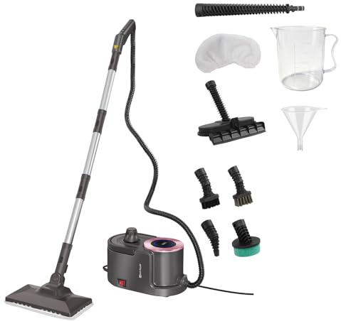 2000W Steam Cleaner for Floor, Carpet, Upholstery - Multipurpose Steam Mop with 1.9L Large Tank & 40 Mins Long Runtime, 12-in-1 Accessories for Tile, Windows, Auto Interior, Grey