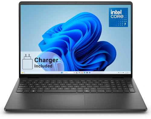 Dell 16 Laptop DC16250, 16 2K WVA Anti-Glare 16:10, Intel Core 7 150U, 16GB RAM, 1TB SSD, Intel UHD, W11H, UK QWERTY, Fingerprint, Carbon Black 65W USB-C AC Adapter with Power Cord - UK