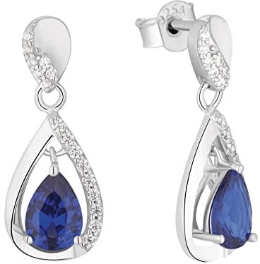Amor Ohrhänger 925 Sterling Silber Damen Ohrschmuck, mit Zirkonia synth., 1,6 cm, Blau, Kommt in Schmuck Geschenk Box, 2012798