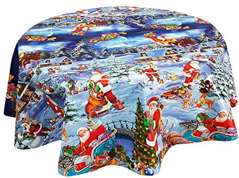 Ilkadim Wachstuch Tischdecke 140cm rund Motiv auswählbar, abwaschbar (Weihnachten 25c)