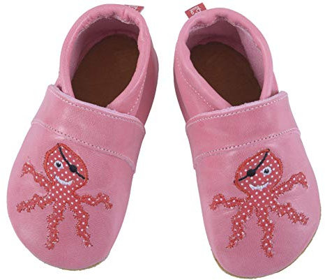 Anna und Paul - Krabbelschuhe aus Leder - Oktopus - mit Ledersohle - Morning Glory (L)