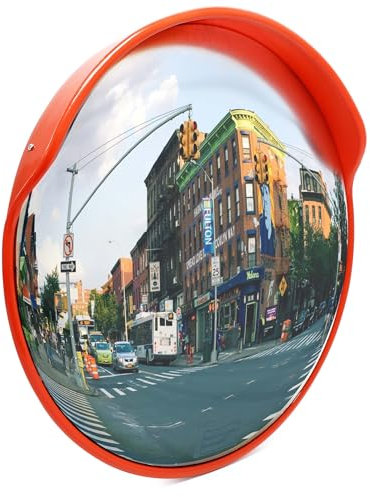 Wiltec Miroir rond de circulation convexe 60cm Champ de vision de 160° Couvercle de protection Sécurité routière Outdoor Indoor Résistant Matériel de montage inclus