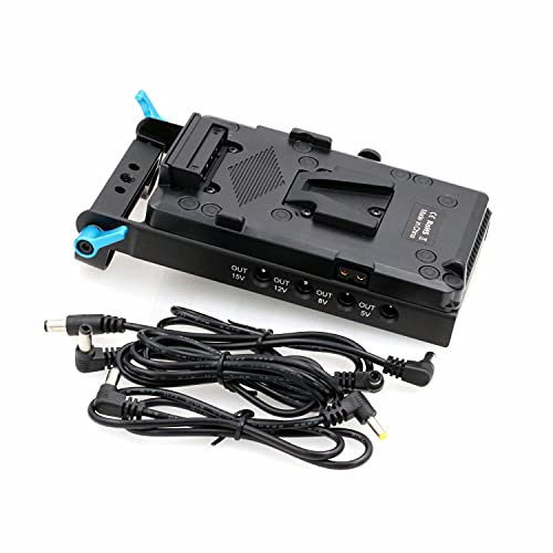HangTon V Mount V-Lock Battery Plate Splitter 7-Way Output Power Supply Adapter D-tap DC USB 15mm Rod for Sony Camera Rig