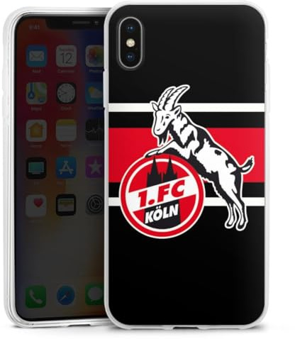 Silikon Hülle kompatibel mit Apple iPhone XS Max Case transparent Handyhülle 1. FC Köln Offizielles Lizenzprodukt Logo