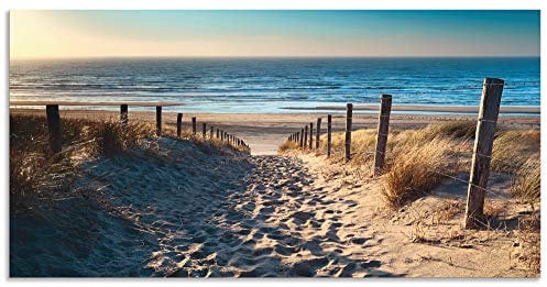 ARTland Spritzschutz Küchenrückwand aus Alu für Küche Herd Spüle 120x60 cm (BxH) mit Motiv Natur Strand Meer Weg Nordsee Sonne Gräser Dünenn Maritim T9IP