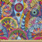 ABAKUHAUS Blumen Gewebe als Meterware, Hippie Aztec Tribal Boho, Schön Gewebten Stoff für Polster und Wohnaccessoires, 1M (148x100cm), Rosa Gelb
