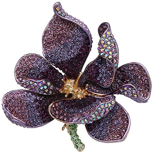 Ever Faith Broche pour femme avec pétales d'orchidée en cristal autrichien, Cristal
