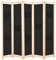 vidaXL Holz Raumteiler 5-TLG. Paravent Trennwand Umkleide Sichtschutz Spanische Wand Raumtrenner Stellwand Schwarz 200x170x4 cm Stoff Klappbar Platzsparend