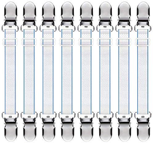 8PCS Bed Sheet Clips Bed Corner Holder Elastic Ironing Cover Fasteners Ironing Board Cover Clip Ironing Board Straps Sheet Grippers Ironing Clip Sofa Cover Clip Sheet Clip for Bedding Chair Tablecloth