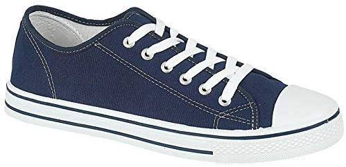 Mens Canvas Shoes Casual Lace Up Retro Plimsolls Plimsoles Low Top Flat Gym Baseball Sports Skate Trainers Lightweight Sneakers Fashion Classic Pumps Espadrilles(Navy, 10)