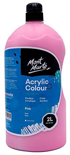 MONT MARTE Discovery School Acrylic, Pink, 1/2 Gallon (2 Liter). Ideal for Students and Artists. Excellent Coverage and Fast Drying. Pump Lid Included.