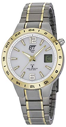 ETT Eco Tech Time Funk Solar Herren Uhr Analog mit digitalem Datum mit Titan Armband EGT-11410-40M
