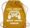 Turnbeutel Rucksack - Schulanfang & Einschulung Geschenk - Level complete - next level Gymnasium weiß - Unisize - Senfgelb - stoffrucksack mädchen schuleintritt turnsackerl 2024 schule bags