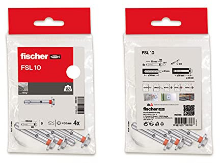 fischer - Tacos anclaje metálico de expansión, tacos hormigón, pared, Bolsa 4 uds FSL M12x110
