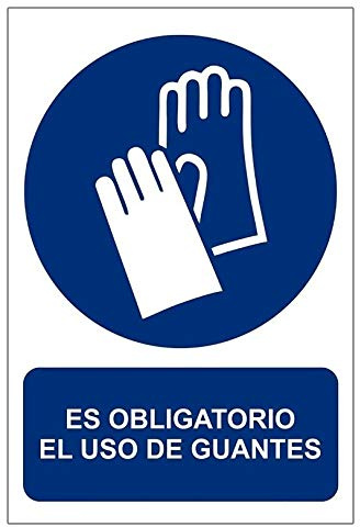 MovilCom® - Señal de obligación OBLIGATORIO EL USO DE GUANTES material pvc0,7mm tamaño 210X300mm (ref.RD20003)