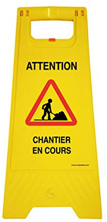 AUA SIGNALETIQUE - Chevalet signalisation - Poids 1KG en Plastique- (Chantier en Cours-)