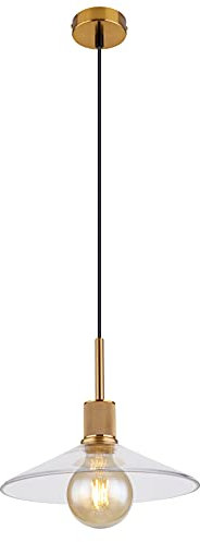 Globo Hängeleuchte Metall messingfarben matt Glas klar schwarzes PVC Kabel 15461H