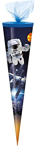 alles-meine.de GmbH Schultüte Größe + Motiv wählbar rund - Zuckertüte - Tüllabschluß - Junge - Astronaut Weltraum Weltall Raumschiff Rakete Sterne Raumfahrt Shuttle Planet Sp..