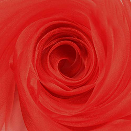 Colorful Home Decor Modestoff universal Stoff 500cm x 48cm Organza Dekostoff Transparent - Hauch Zart - für Hochzeit Party Dekoration_Colorful (Rot)