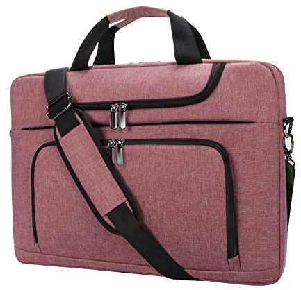 BERTASCHE Laptop Bag for Women, Laptop Case Sleeve 17 17.3 Inch, Computer Briefcase Bag with Shoulder Strap for Work Business Travel, Pink