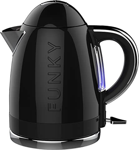FUNKY Retro Kettle, Large 1.7L Capacity, 3kw Fast Boil with Easy Pour - Black
