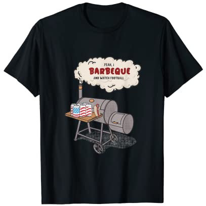 Ja, ich grillen und gucke Football Smoke Novelty Happy Fun T-Shirt