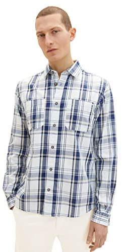 TOM TAILOR Herren 1034888 Hemd, 31174 - Off White Indigo Check, S