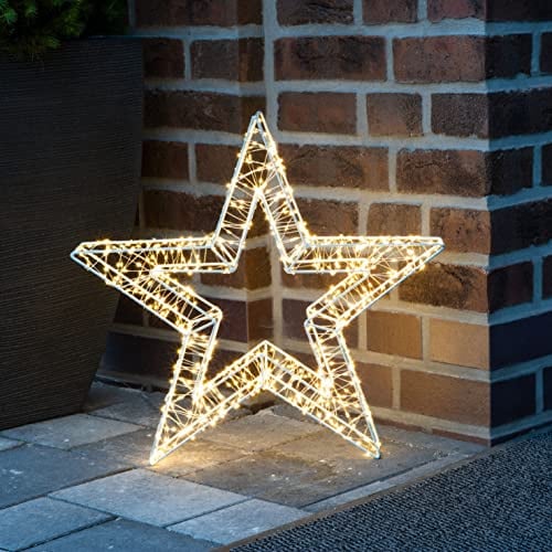 LED Metall Stern weiß 52 cm - 800 LED - Weihnachts Beleuchtung für Außen - Garten Deko Leuchtstern Weihnachtsstern Outdoor beleuchtet