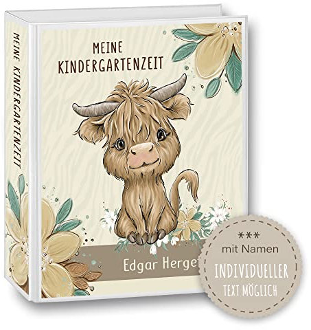 Kindergarten Ordner personalisiert mit Namen und Wunschtext Buffali Büffel A4 - Meine Kindergartenzeit Kindergartenordner Portfolioordner Sammelordner Junge Mädchen