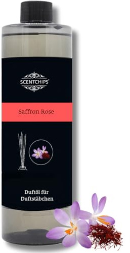 Scentchips® Saffron Rose – Aroma Oil for Diffusers & Fragrance Lamps – Long-Lasting Room Scent & Perfume Refill Bottle 400ml – Home & Office Fragrance
