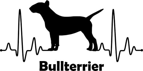 Generisch Autoaufkleber Aufkleber Herzschlag Liebe EKG Deko Sticker selbstklebend schwarz Breite 28cm Motiv: Hund Bullterrier 01
