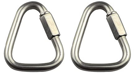 Edelstahl 304 Karabinerhaken, 2 Stück Dreieckige Karabinerschnalle Schnellverbindung Strapazierfähig für Camping, Wandern, Reisen, Angeln, Rucksack (10 mm)