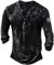 Azruma Feuerwehr T-Shirt Muscle Shirt Herren SprüChe T Shirt Vintage Distressed Stickerei/Drucken Langarm Henley Shirt Mit Knopfleiste Cotosen Herren Shirt (Schwarz, XL)