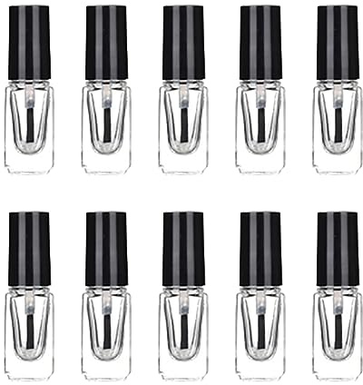 FSSTUD 10 Stück 3 ml klare Glasflaschen für Nagellacke, Mini-Flaschen, leere Nagellack-Behälter, nachfüllbar, Nagelkunst-Probenflaschen mit Pinselkappe, für Reisen und Zuhause