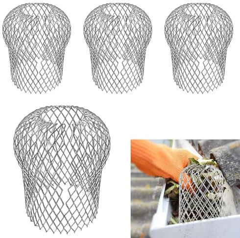Thgtao Lot de 4 protections de gouttières en métal pour gouttières - Grille de protection pour gouttières - Protection des feuilles et de la mousse