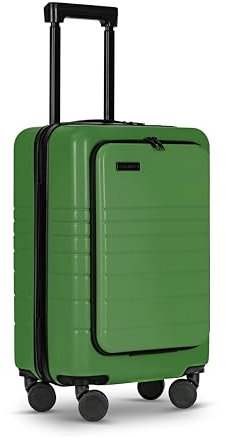 ETERNITIVE - Valigia Piccola I Valigia Bagaglio in ABS I Dimensioni: 55 x 35 x 24,5 cm I Trolley Bagaglio a Mano con Lucchetto TSA I Ruote a 360°, Supporto per Cellulare e Bevande I Colore: Verde