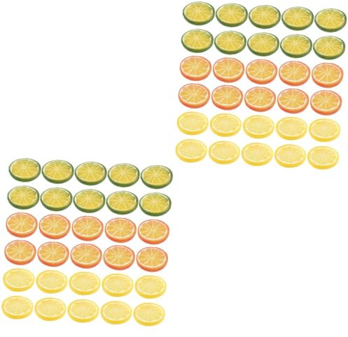 ifundom 60 STK Nachahmung Einer Zitronenscheibe Realistisches Zitronenmodell Künstliche Zitrone l Verzierungen Kunstdekor Scrapbooking-Flatback 3D Zitronenscheiben PVC Grapefruit