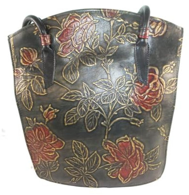 déqua Unikat Tasche Rose schwarz-rot-gold