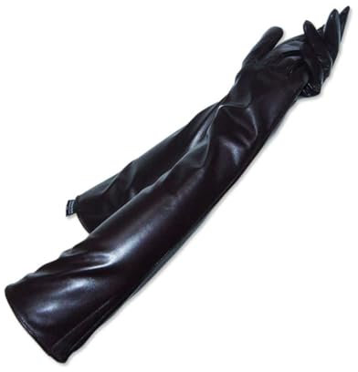 Pulcykp Guanti invernali da donna, in pelle, guanti lunghi a gomito, Viola scuro, 39